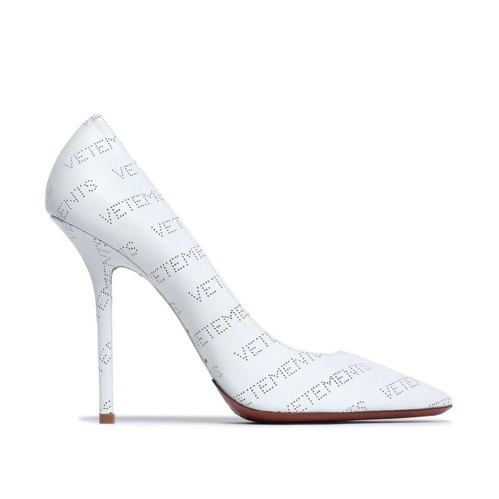Vetements Women Perforated Logo Leather Pump Heels